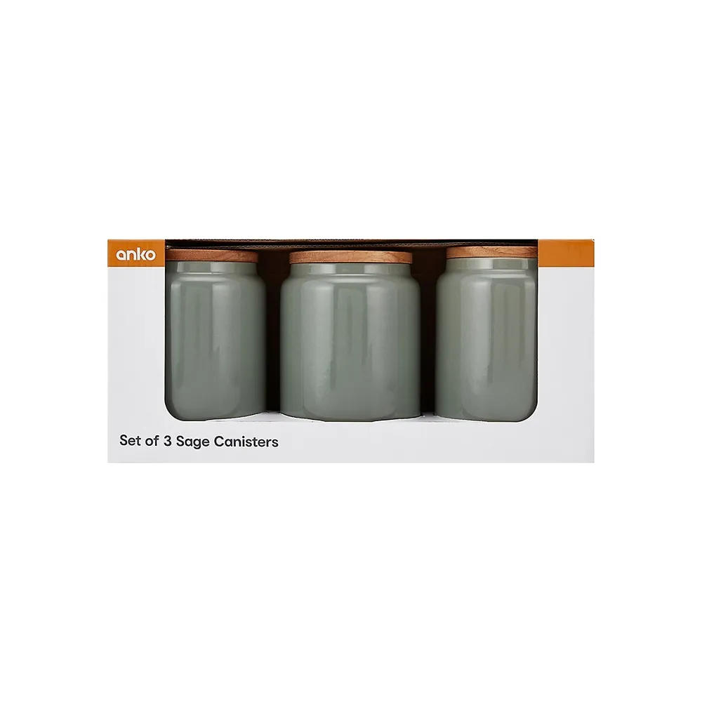 3-Piece Stoneware Canisters Set