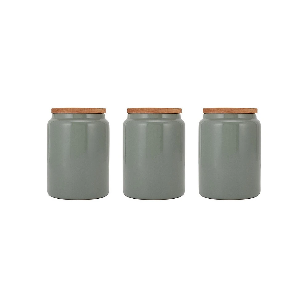 3-Piece Stoneware Canisters Set