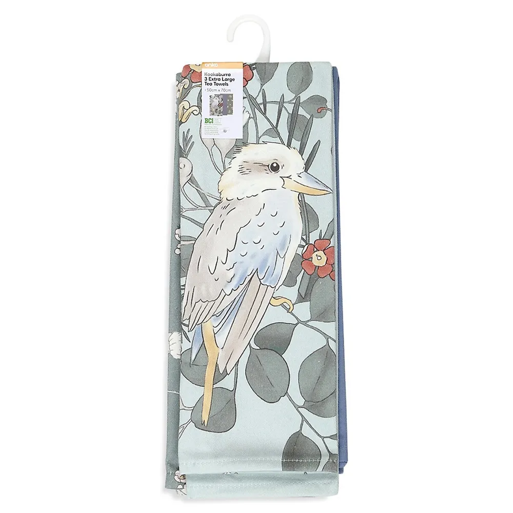 3-Piece Kookaburra Extra-Large Tea Towel Set