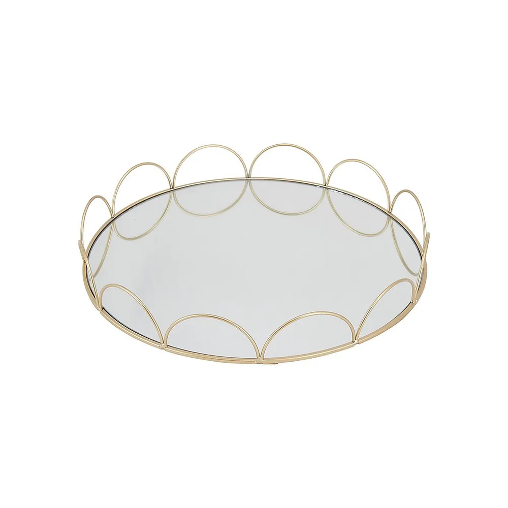 Brass Look Mirrored Tray