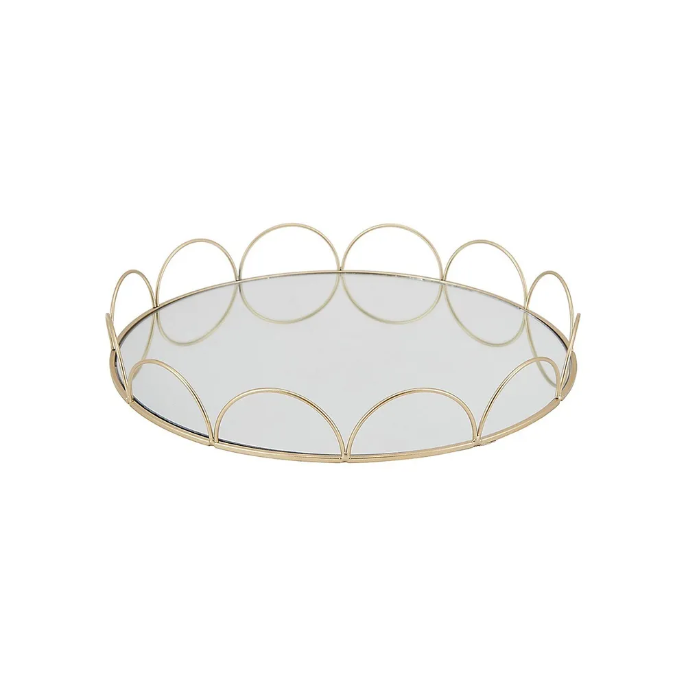 Brass Look Mirrored Tray