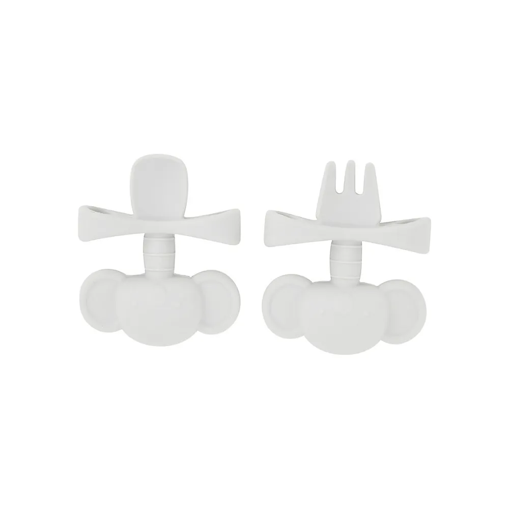 2-Piece Elephant Silicone Teething Cutlery Set