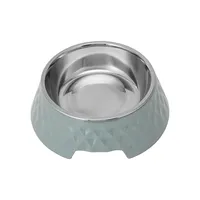 Textured Melamine, Stainless Steel And Rubber-Base Dog Bowl