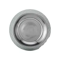 Textured Melamine, Stainless Steel And Rubber-Base Dog Bowl