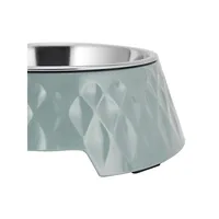 Textured Melamine, Stainless Steel And Rubber-Base Dog Bowl