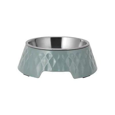 Textured Melamine, Stainless Steel And Rubber-Base Dog Bowl