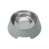 Textured Melamine, Stainless Steel And Rubber-Base Dog Bowl - Large