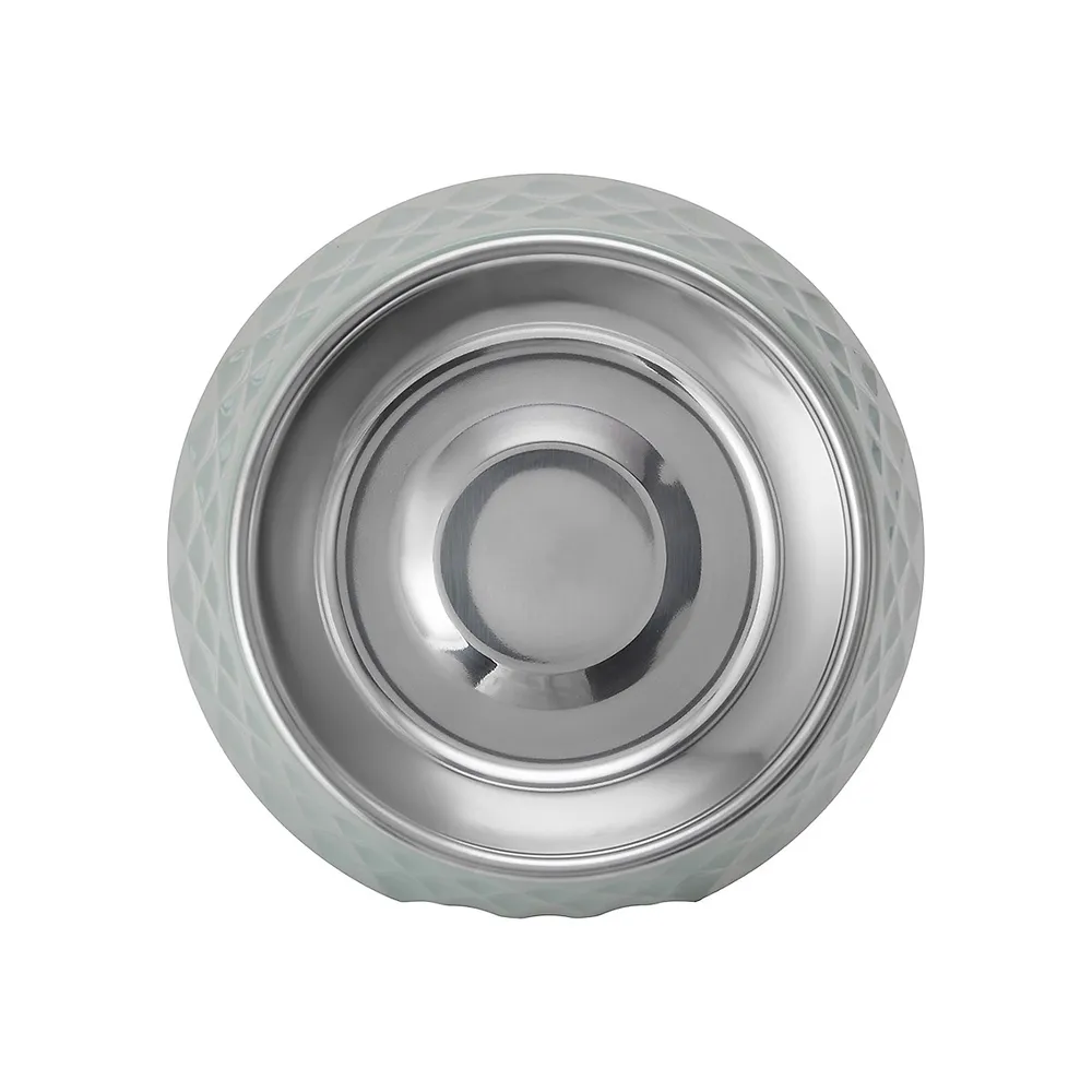 Textured Melamine, Stainless Steel And Rubber-Base Dog Bowl - Large