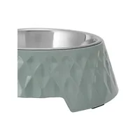 Textured Melamine, Stainless Steel And Rubber-Base Dog Bowl - Large