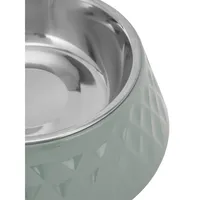 Textured Melamine, Stainless Steel And Rubber-Base Dog Bowl - Large