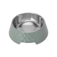 Textured Melamine, Stainless Steel And Rubber-Base Dog Bowl