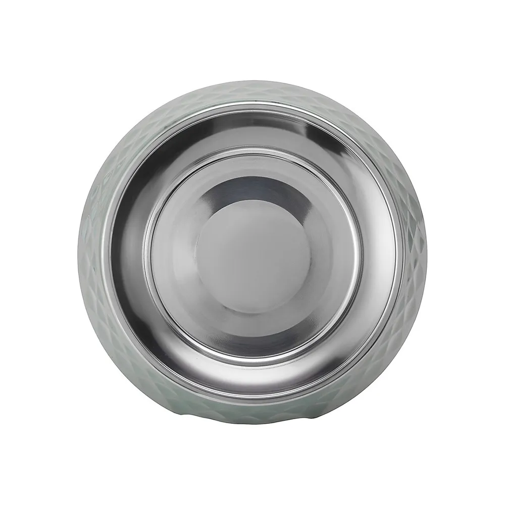 Textured Melamine, Stainless Steel and Rubber-Base Dog Bowl - Extra Large