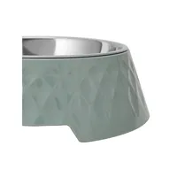 Textured Melamine, Stainless Steel and Rubber-Base Dog Bowl - Extra Large