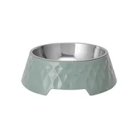 Textured Melamine, Stainless Steel And Rubber-Base Dog Bowl