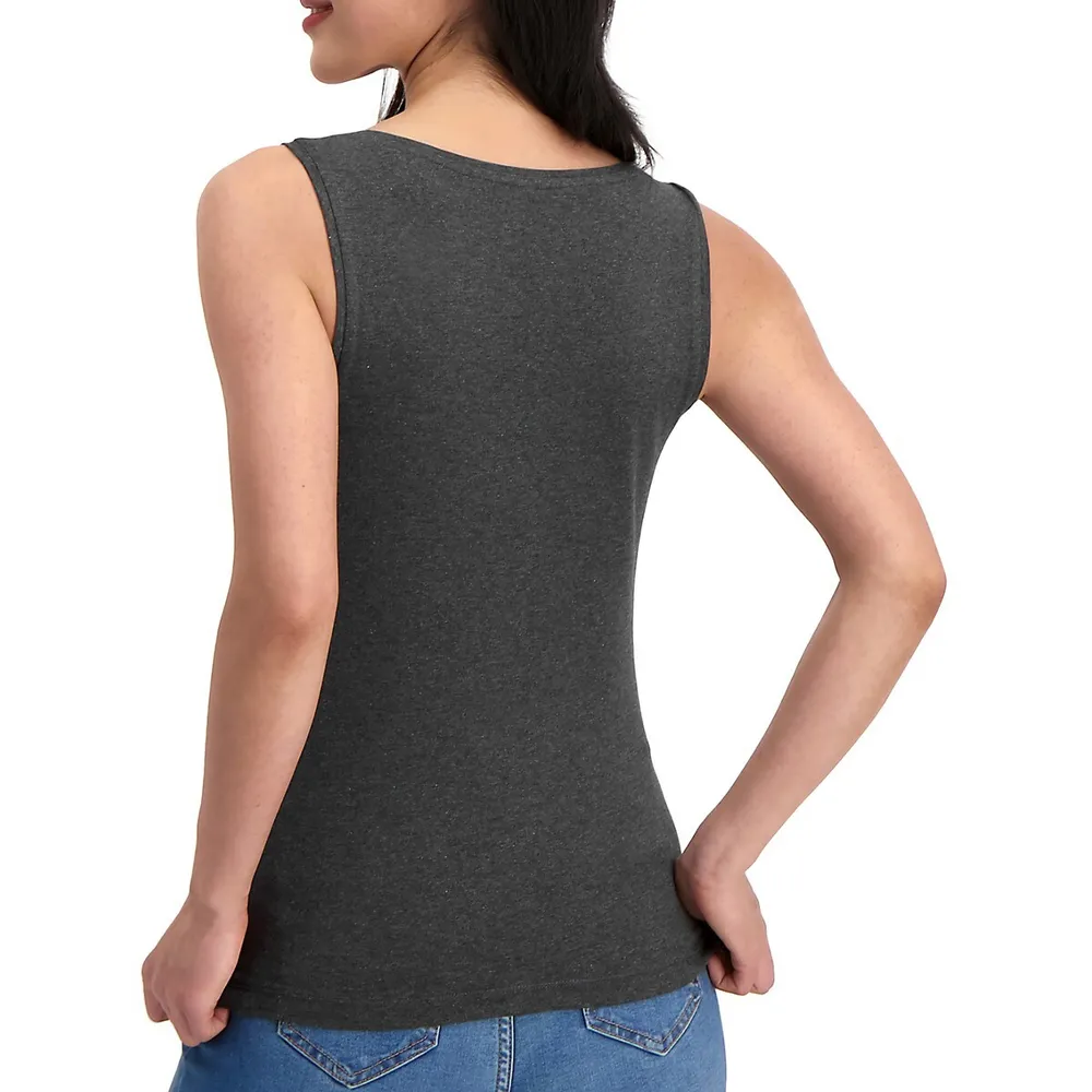 Stretch Cotton Moderate Compression Shaper Tank With Mesh Cutouts