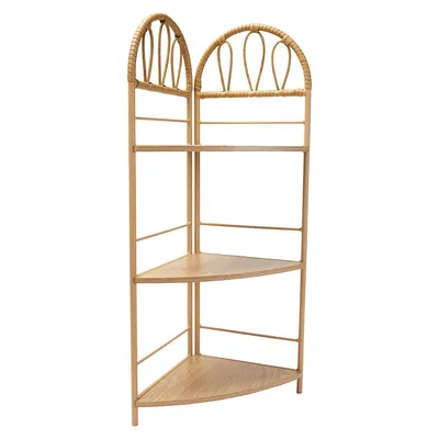Faux Rattan Corner Shelf