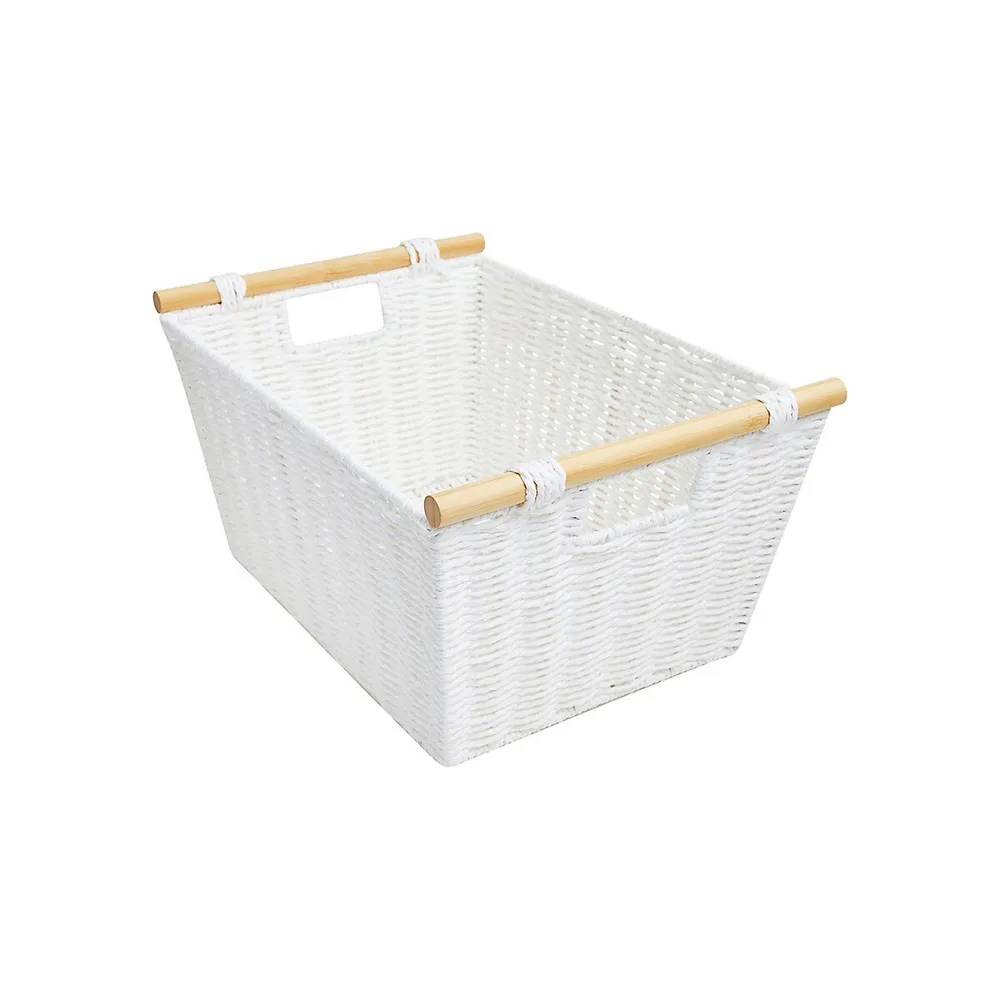 Medium Rectangle Bamboo Handle Basket