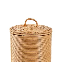 Rattan-Look Toilet Roll Holder With Lid