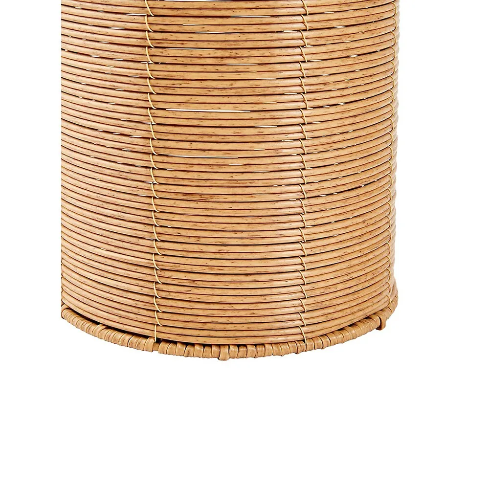 Rattan-Look Toilet Roll Holder With Lid