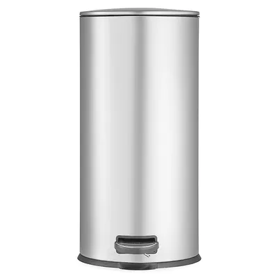 30L Pedal-Open Brushed Stainless Steel Trash Bin