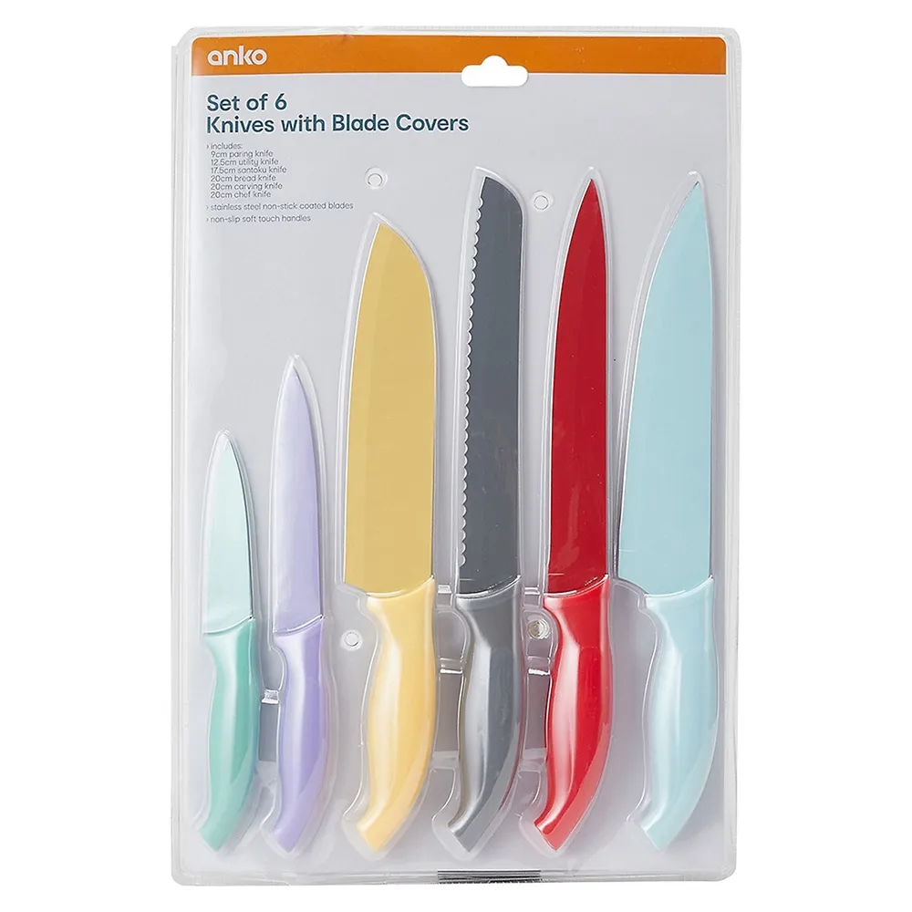 6-Piece Multicolour Kitchen Knife and Blade Cover Set