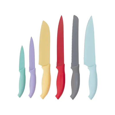 6-Piece Multicolour Kitchen Knife and Blade Cover Set