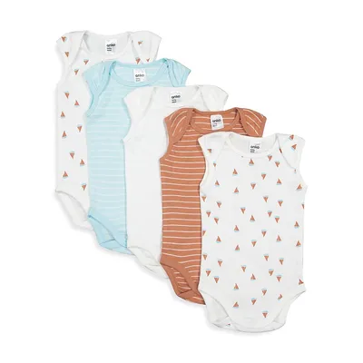 Baby's 5-Pack Print Organic Cotton Sleeveless Bodysuits