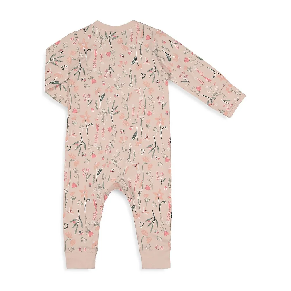 Baby Girl's Organic Cotton Stretch Printed Coveralls