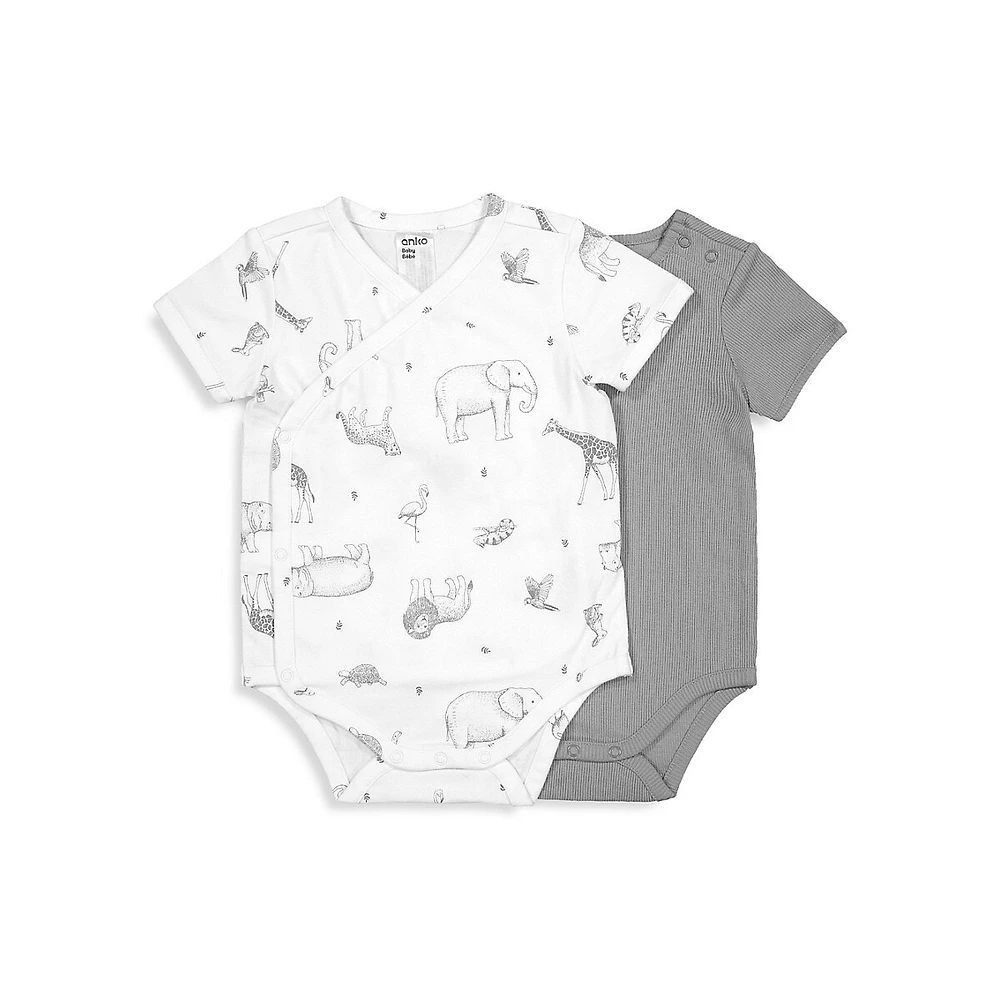 Anko Baby's 2-Pack Long-Sleeve Organic Cotton Bodysuits