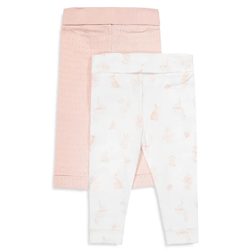 Baby Girl's 2-Pack Organic Cotton Roll-Waist Leggings