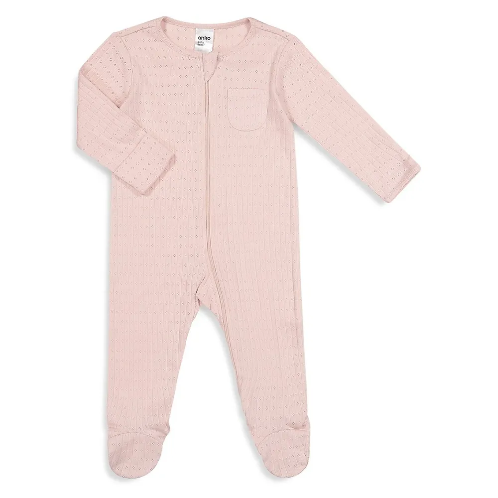 Baby Girl's Organic Cotton Pointelle Footie