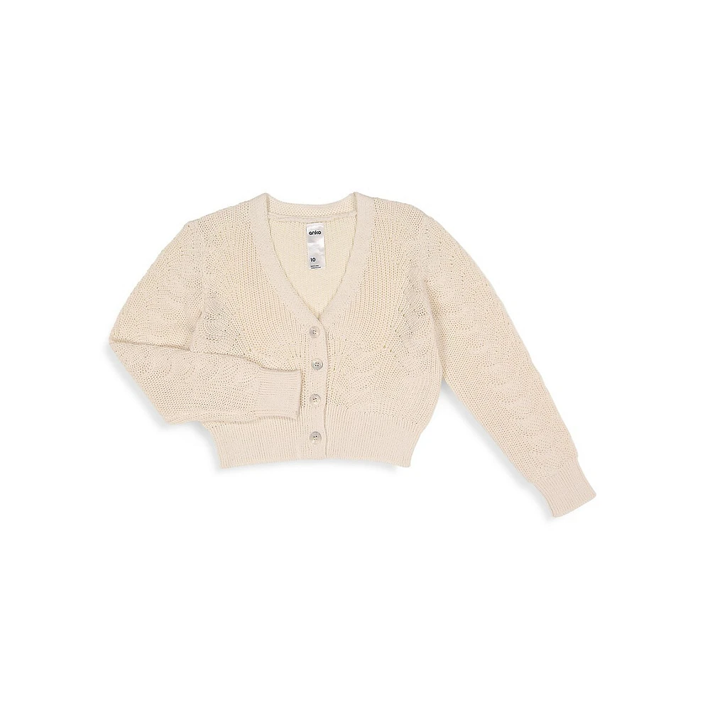 Girl's Lightweight Cotton Knit Cardigan