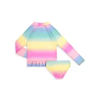 Little Girl's 2-Piece Ombré Rashguard Swim Set