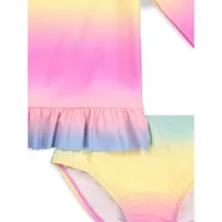 Little Girl's 2-Piece Ombré Rashguard Swim Set