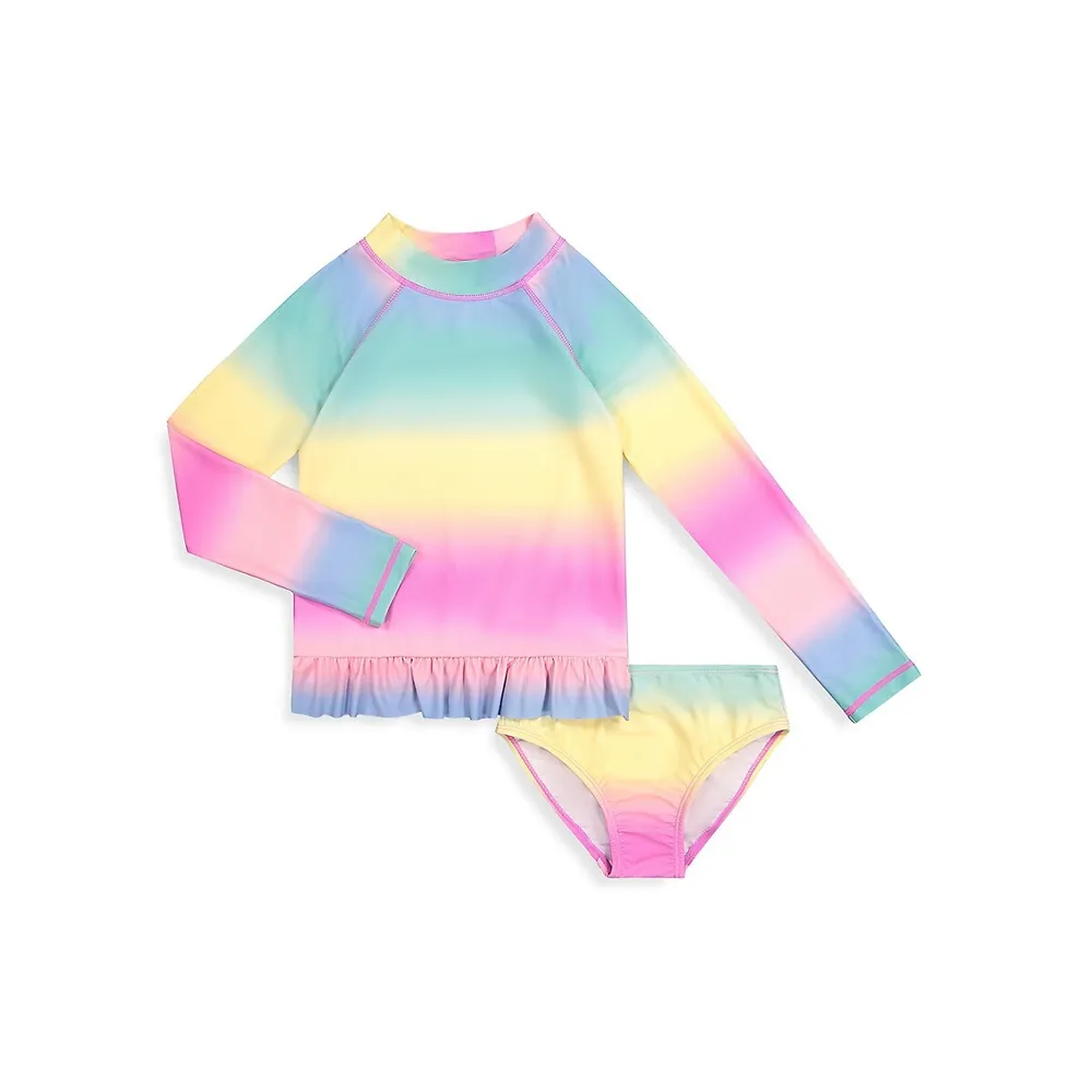 Little Girl's 2-Piece Ombré Rashguard Swim Set