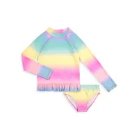 Little Girl's 2-Piece Ombré Rashguard Swim Set