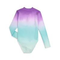 Girl's Ombré One-Piece Rashguard Swimsuit