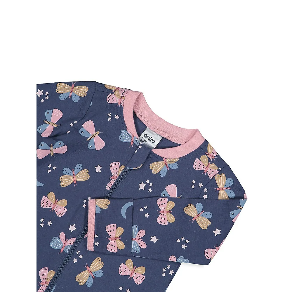 Baby Girl's Organic Cotton Stretch Printed Coveralls