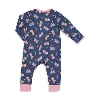 Baby Girl's Organic Cotton Stretch Printed Coveralls