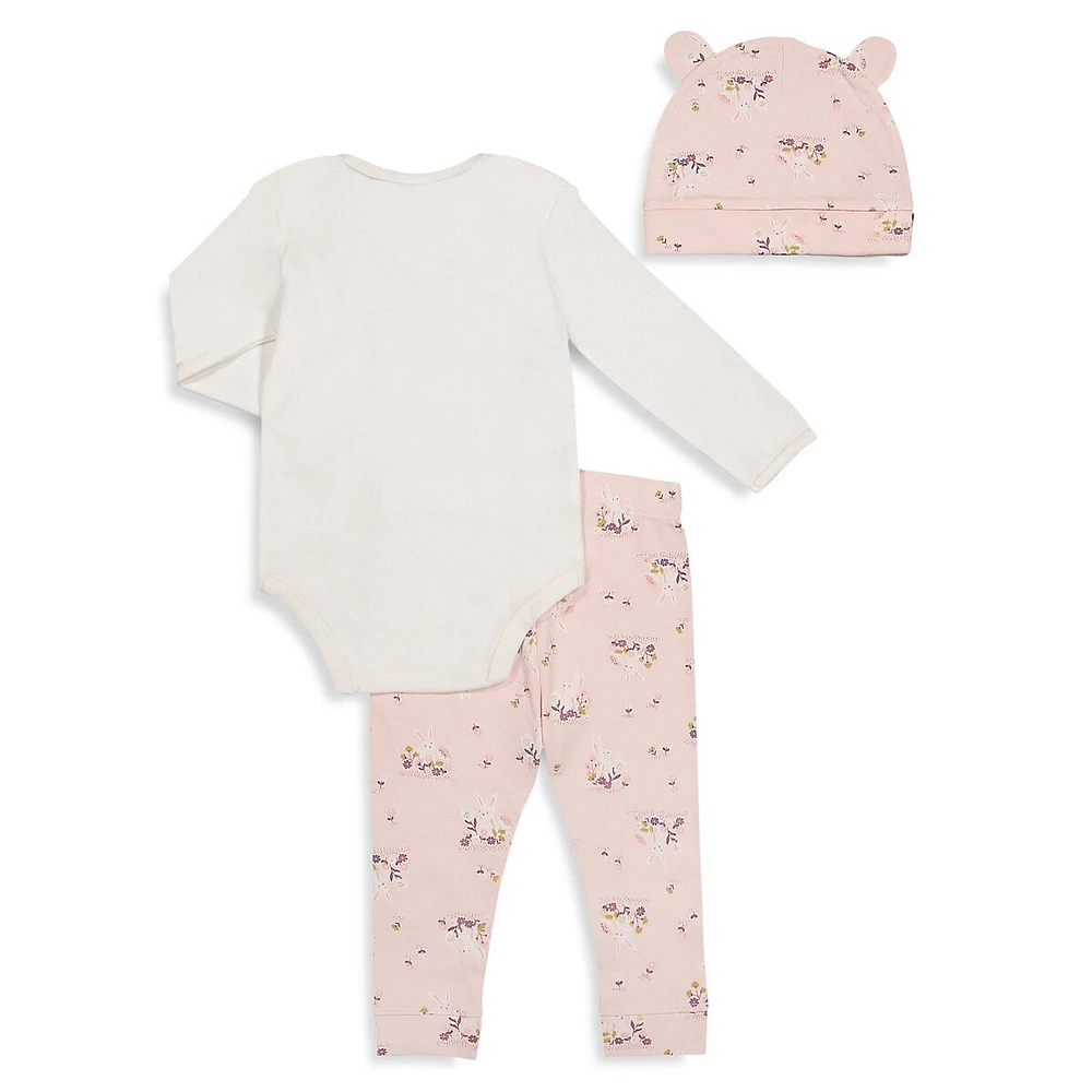 Baby Girl's 3-Piece Bodysuit, Leggings and Hat Set