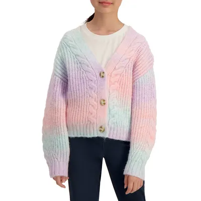 Cardigan en tricot à dégradé de couleurs pour fille