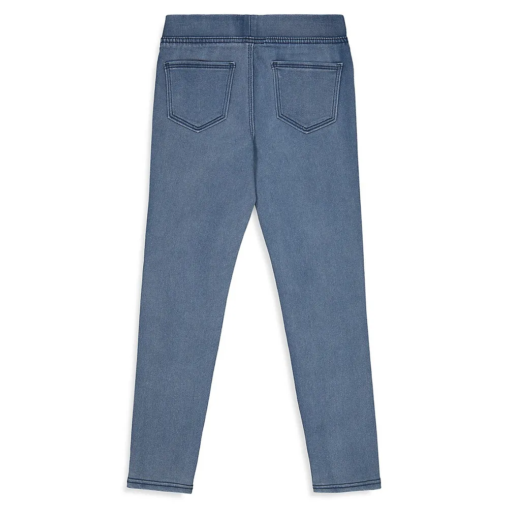 Denim Leggings - Light denim blue/glitter - Kids | H&M US