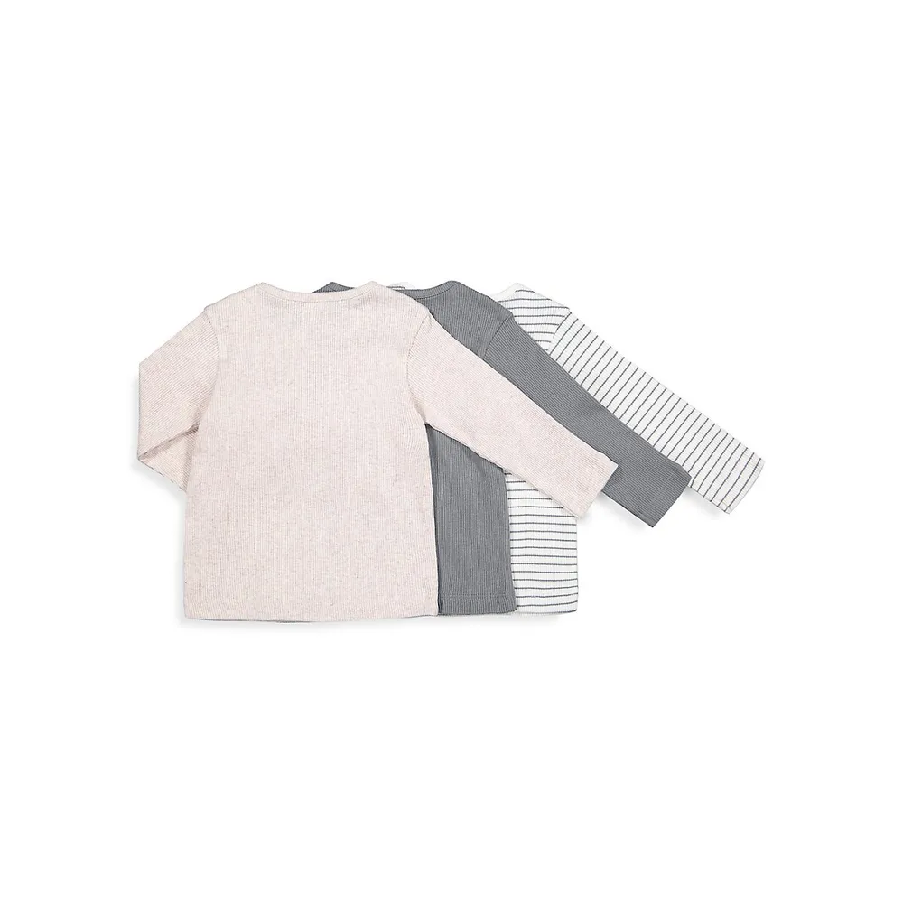 Baby Boy's 3-Piece Ribbed Organic Cotton T-Shirt Set