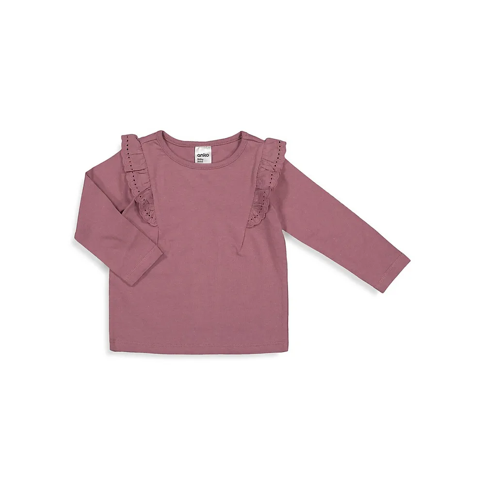 Baby Girl's 3-Piece Frilled Long-Sleeve T-Shirt Set