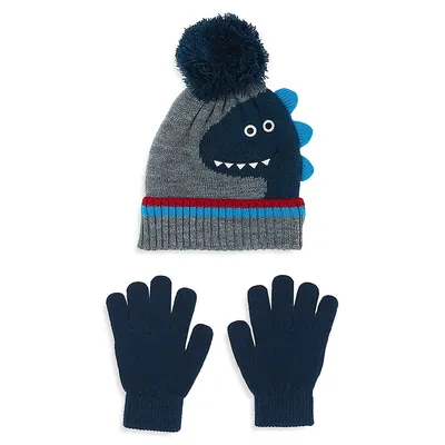 Kid's Dinosaur Toque & Gloves Set