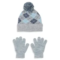 Kid's Argyle Toque & Gloves Set