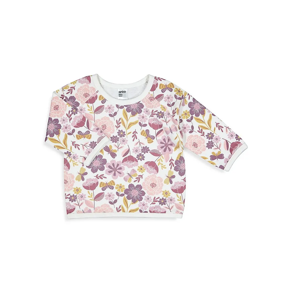 Baby Girl's Floral-Print Crewneck Sweatshirt