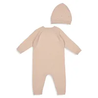 Baby Girl's 2-Piece Pointelle Knit Romper and Cap Set