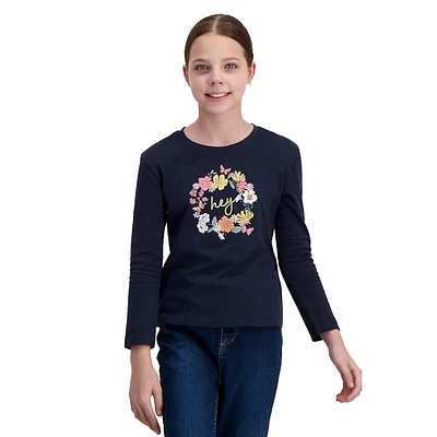 T-shirt imprimé à manches longues pour fille