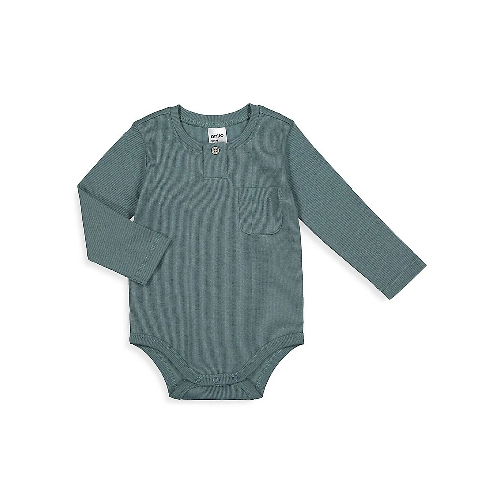 Anko Baby's Brushed Rib Henley Long-Sleeve Bodysuit